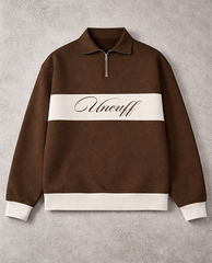 Brown Quarter-Zip Mock neck Shirt