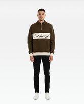 Brown Quarter-Zip Mock neck Shirt