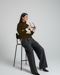 Brown Quarter-Zip Mock neck Shirt