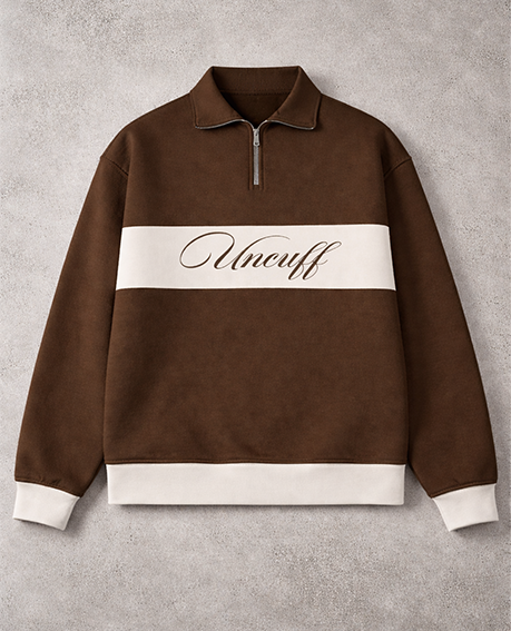 Brown Quarter-Zip Mock neck Shirt