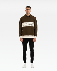 Brown Quarter-Zip Mock neck Shirt